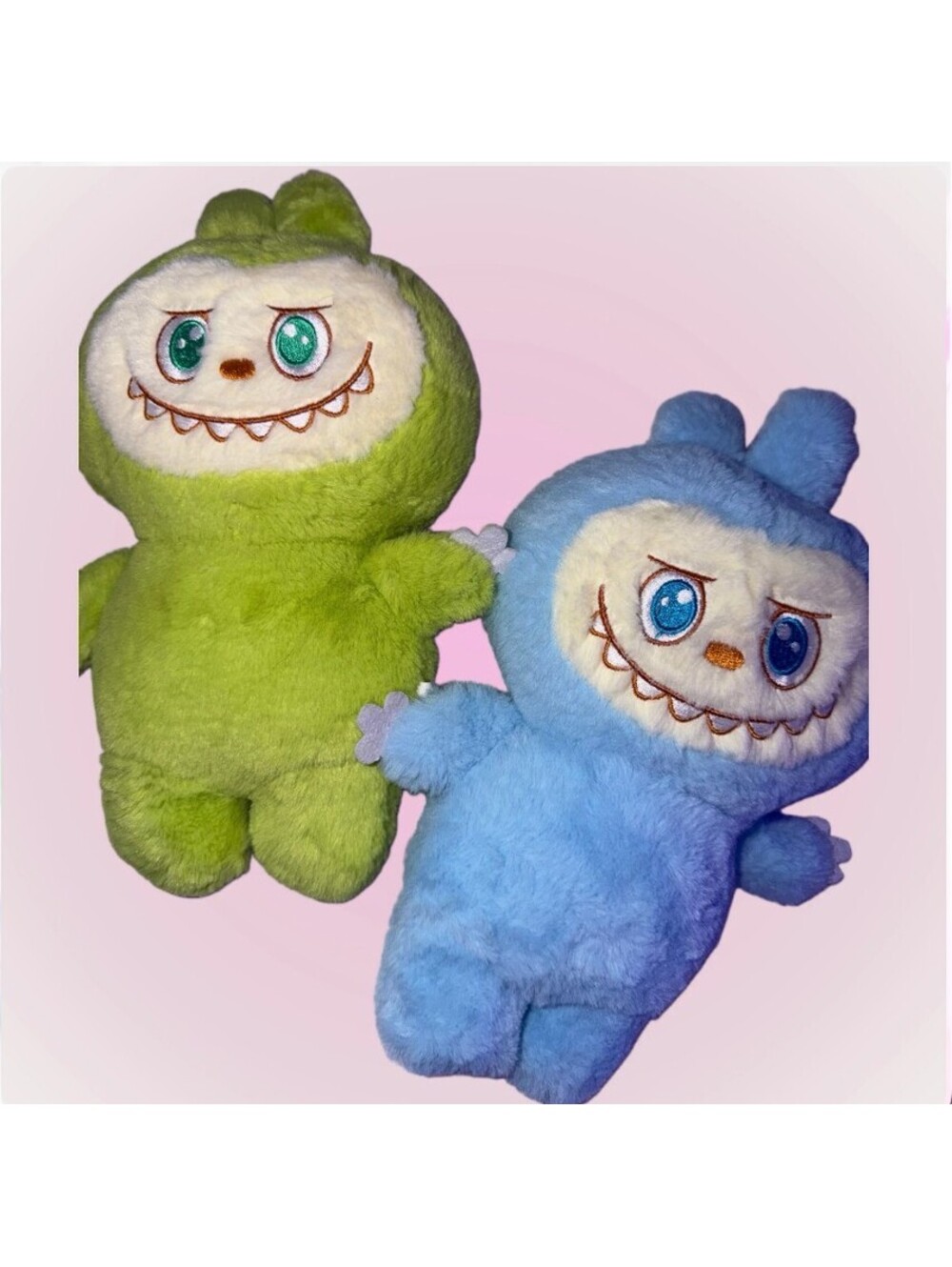 Lot of 2 Plush Monster Bunnies | Green & Blue Stuffed Toys